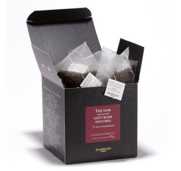 Thé Noir Parfumé Goût Russe Douchka - 25 Sachets Cristal Dammann Frères