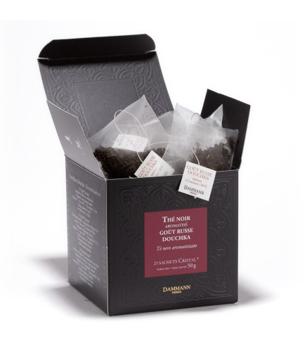 Thé Noir Parfumé Goût Russe Douchka - 25 Sachets Cristal Dammann Frères