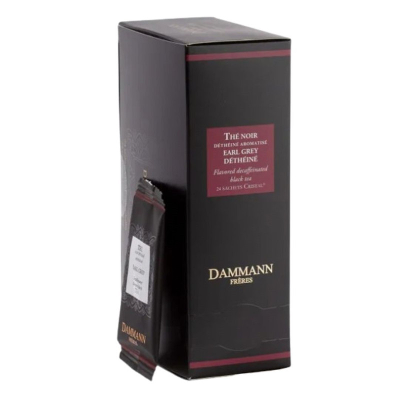 Thé Noir Earl Grey Déthéiné - 24 Sachets Cristal Enveloppés