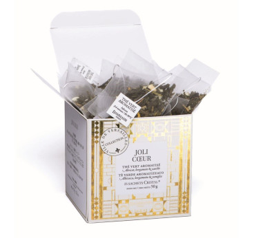 Thé Vert Joli Cœur - 25 Sachets Cristal Dammann Frères