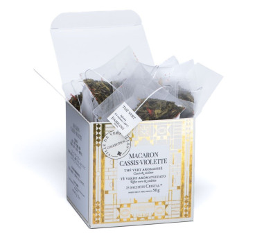 Thé Vert Macaron Cassis Violette - 25 Sachets Cristal
