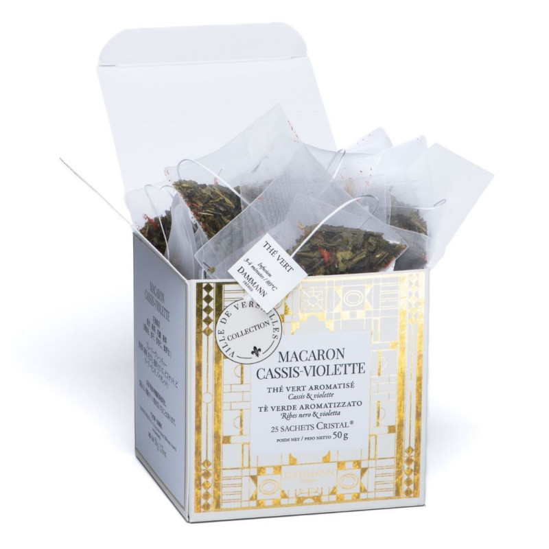 Thé Vert Macaron Cassis Violette - 25 Sachets Cristal Thé Vert Macaron Cassis Violette - 25 Sachets Cristal