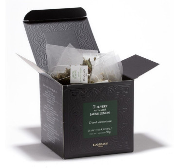 Thé Vert Parfumé Jaune Lemon - 25 Sachets Cristal Dammann Frères