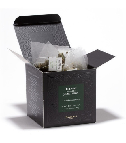 Thé Vert Parfumé Jaune Lemon - 25 Sachets Cristal Dammann Frères