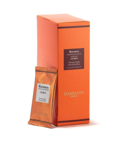 Rooibos Citrus – Agrumes & Kola Dammann Frères, 24 sachets Cristal® enveloppés