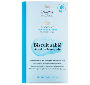 Tablette Chocolat Noir - Biscuit Sablé et Sel de Guérande - Dolfin