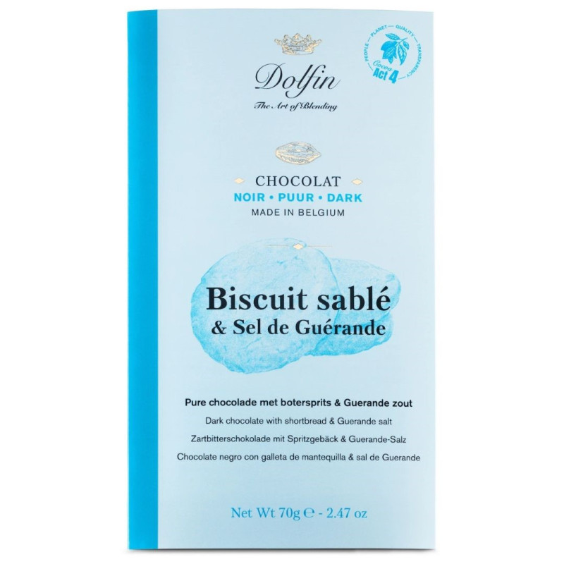Tablette Noir - Biscuit Sablé et Sel de Guérande - Dolfin Tablette Noir - Biscuit Sablé et Sel de Guérande - Dolfin
