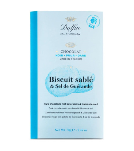 Tablette Chocolat Noir - Biscuit Sablé et Sel de Guérande - Dolfin